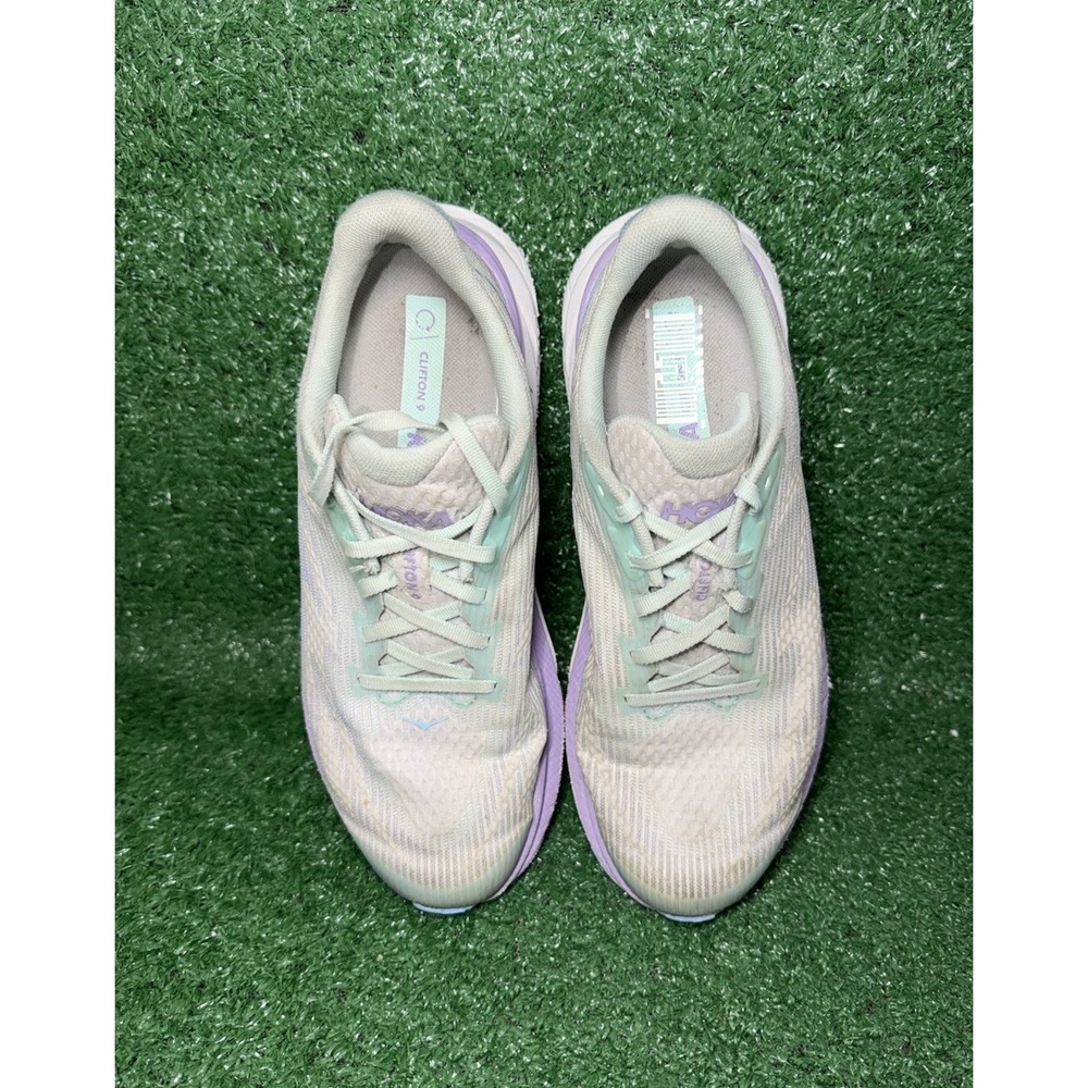 Hoka One One Clifton 9 Youth Size 7 M Grey Purple Running Shoes Athletic Sneaker - Picture 5 of 9